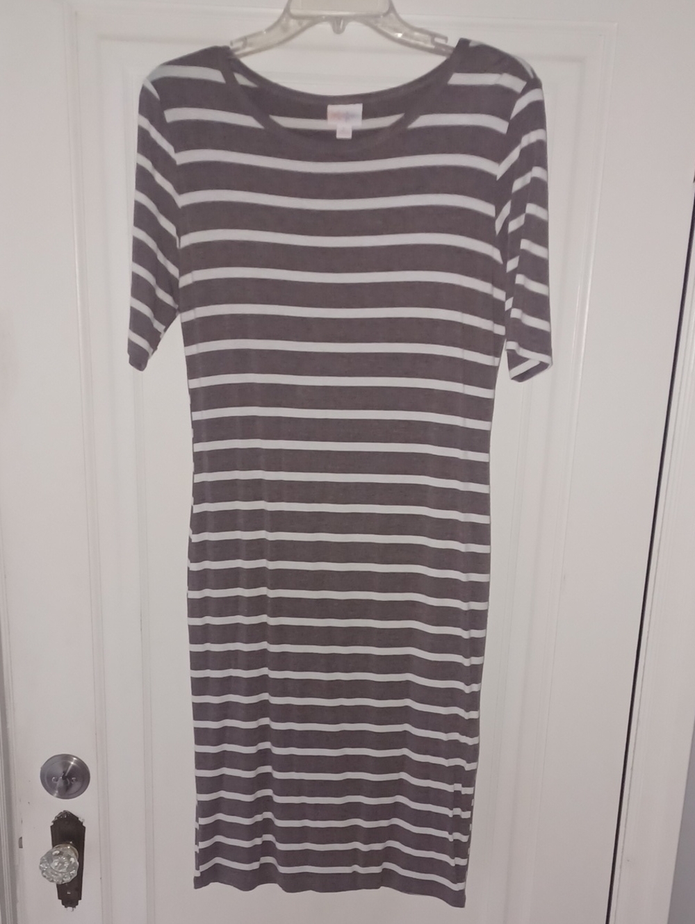 Striped Gray and White Women’s Dress